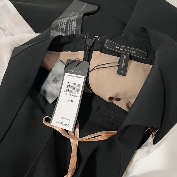 BcbgMaxAzria Delilah Color Blocked Pleated Dress Size 12 Party Cocktail - Picture 8 of 11